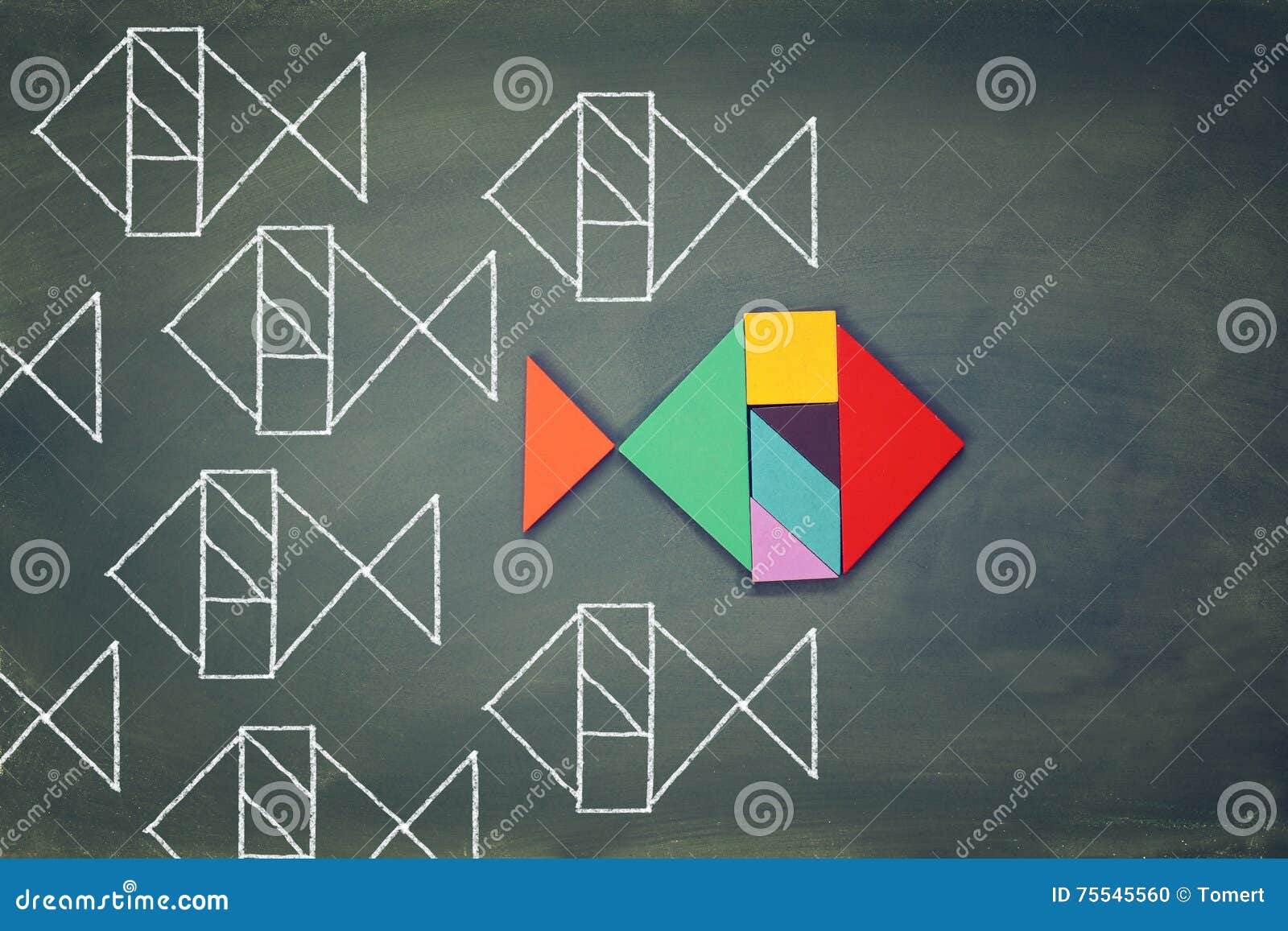 unique different fish made from tangram puzzle 