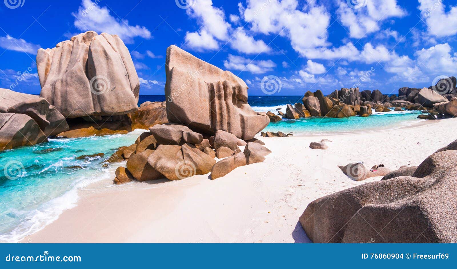unique granite rocky beach anse marron in la digue island, seych