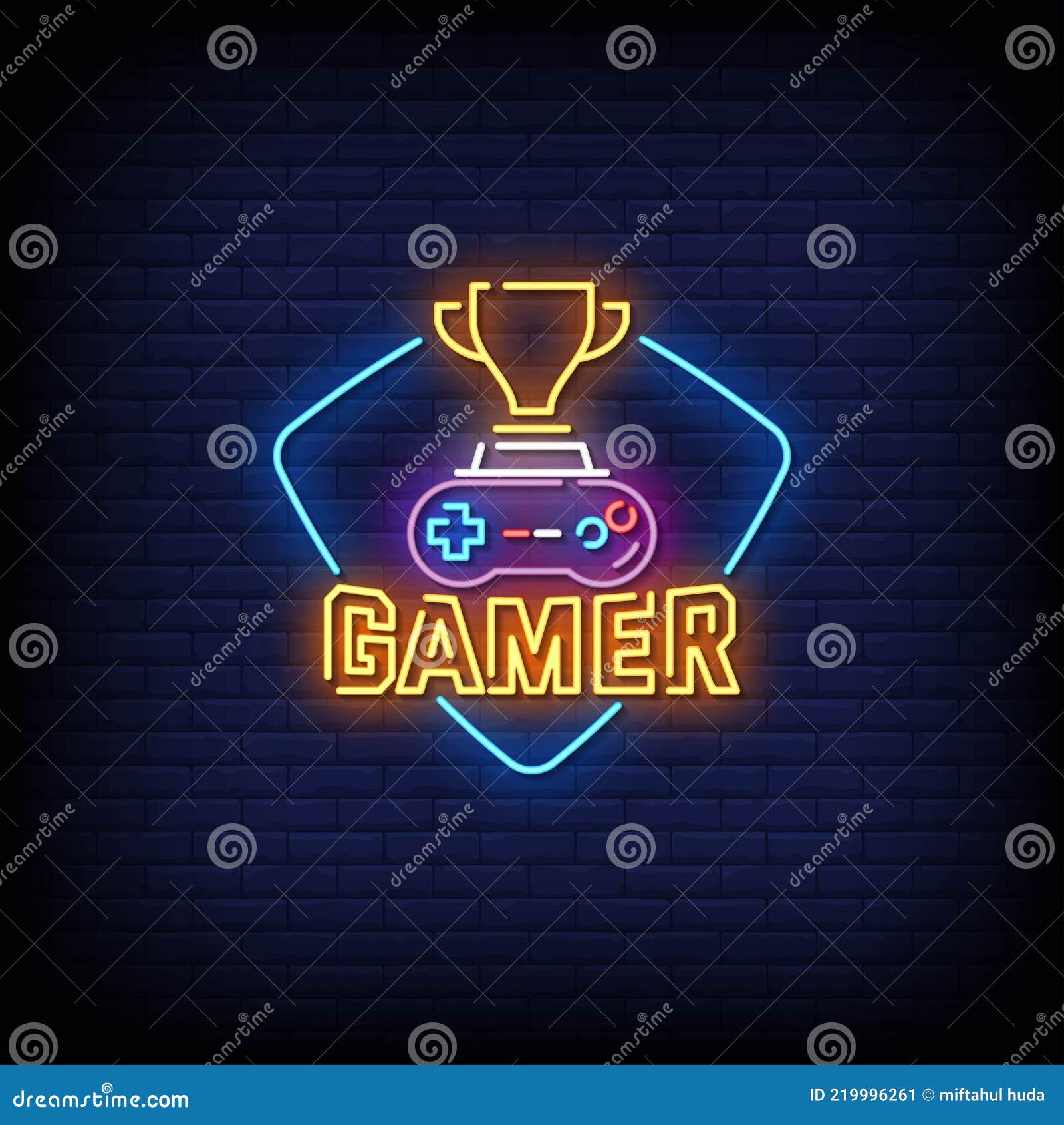 Gamer Neon Signs Style Text Vector Stock Vector - Illustration of ...