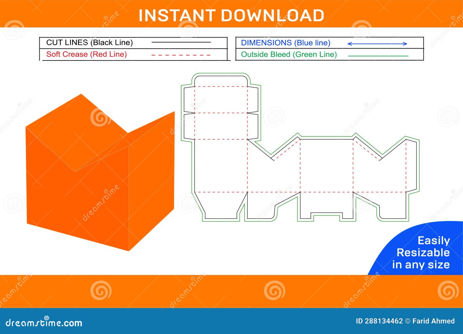 unique packaging gift box template, coustom box dieline template and 3d box color changeable_box dieline and 3d box
