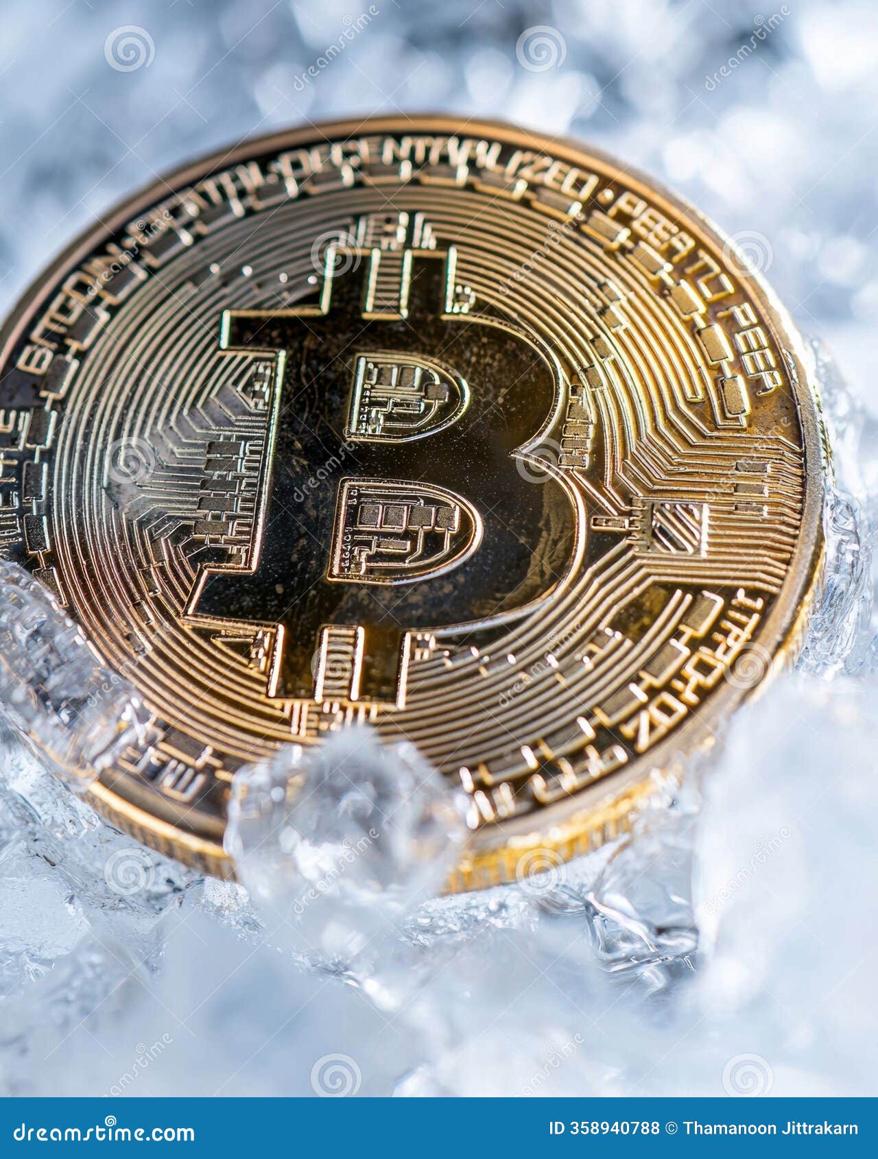 A Unique Perspective on Bitcoin Sitting on Ice: Symbolizing the Future of Decentralized  Finance and Cryptocurrency Stock Illustration - Illustration of money,  innovation: 358940788