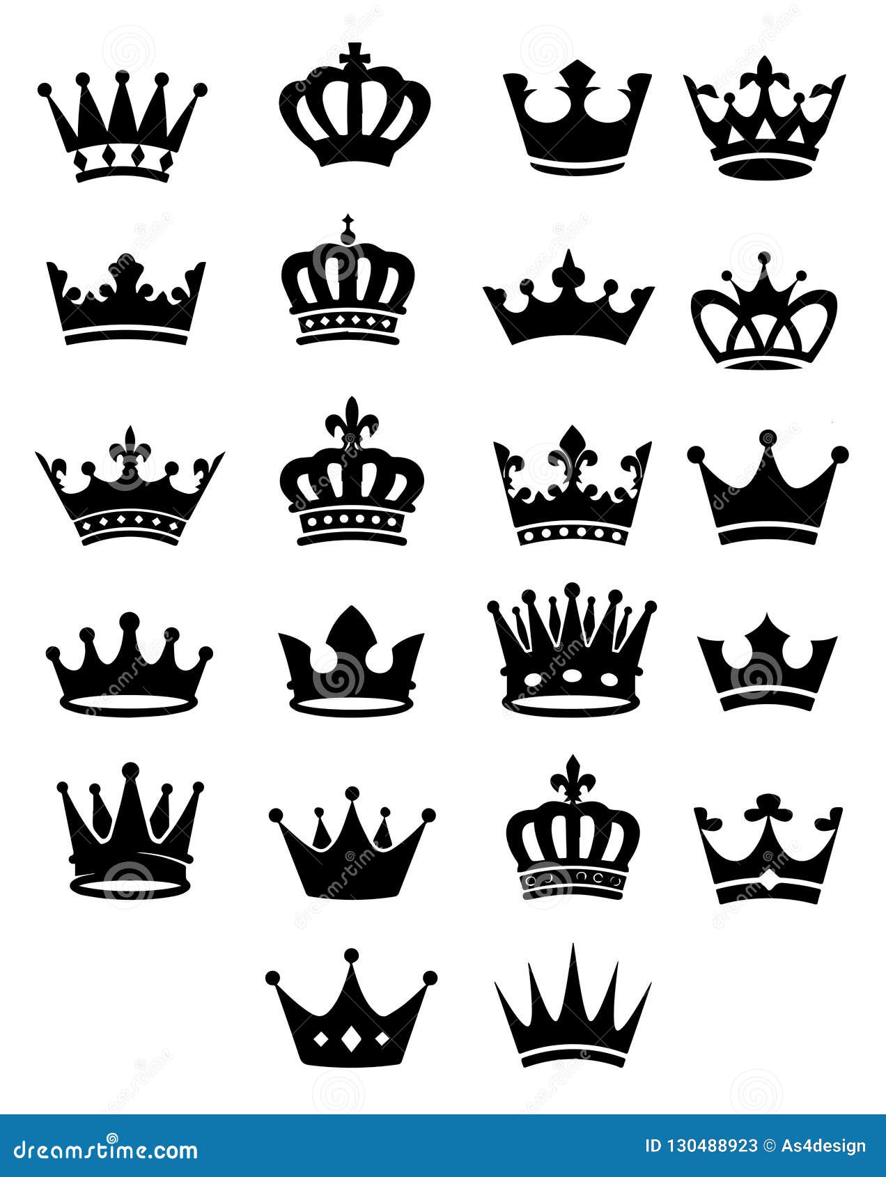 22 unique royal black crowns in different s