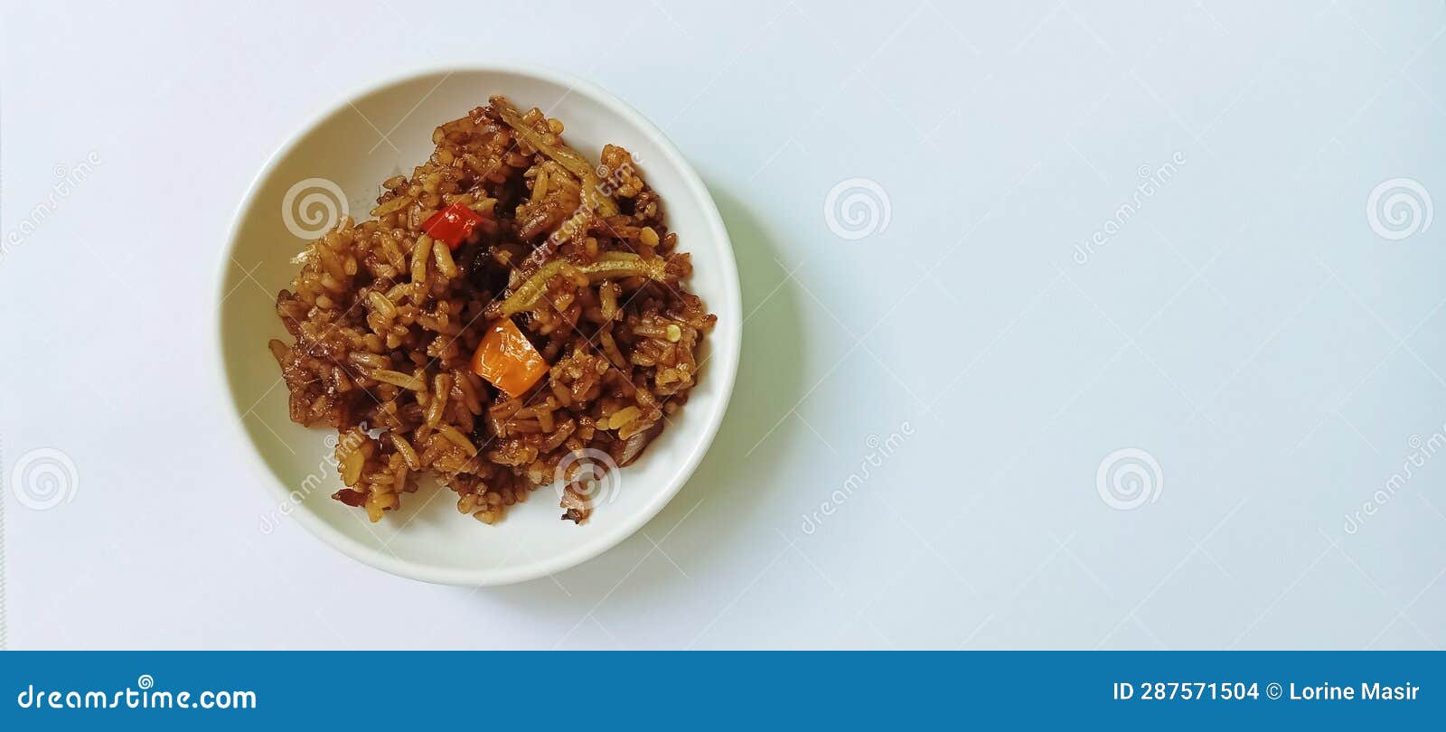 Unique Style Black Soy Sauce Fried Rice. Fried Rice Isolated on White