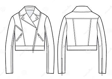 Unisex Biker Jacket Fashion Flat Technical Drawing Template. Stock ...