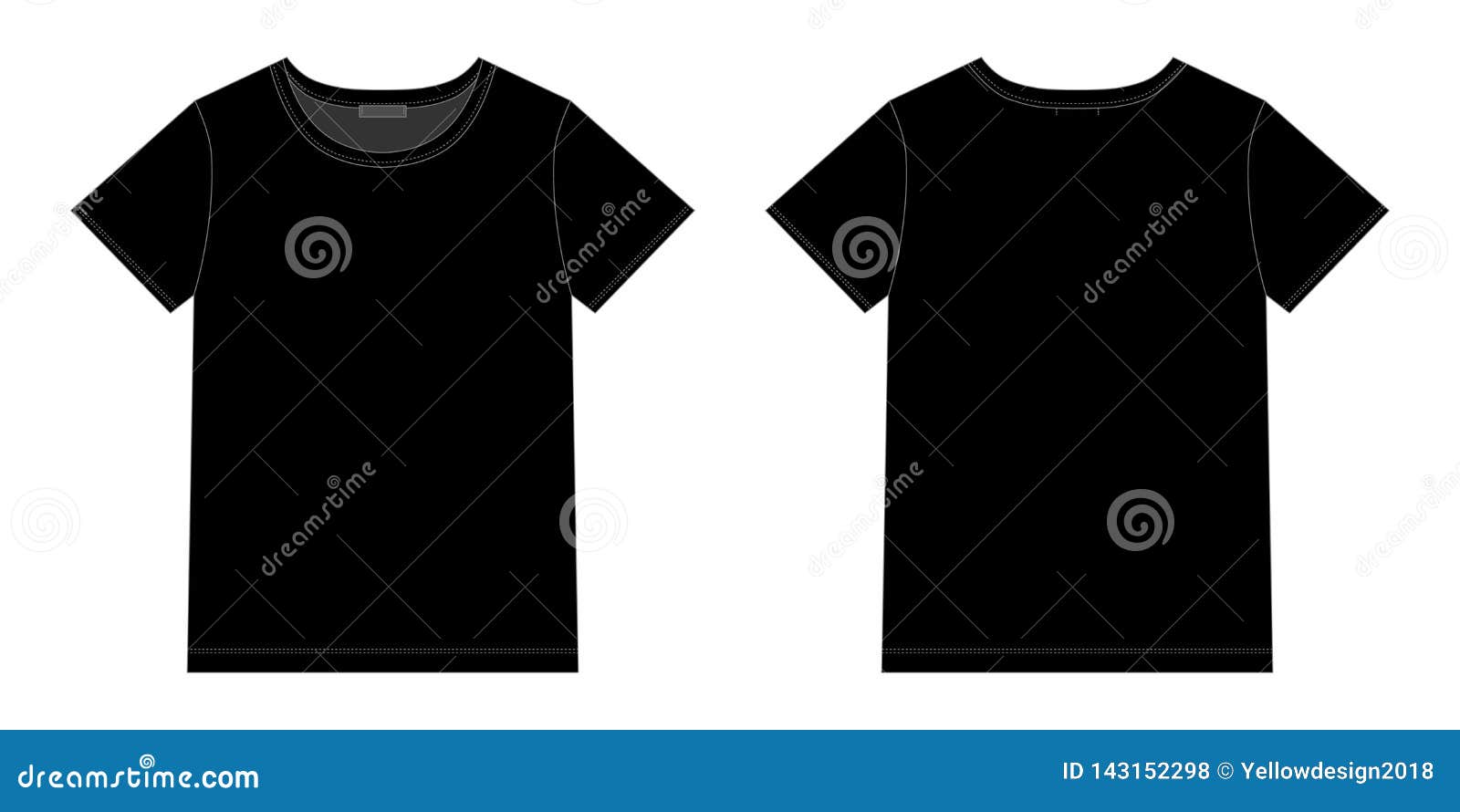 Download Unisex Black T-shirt Design Template. Front And Back Stock ...