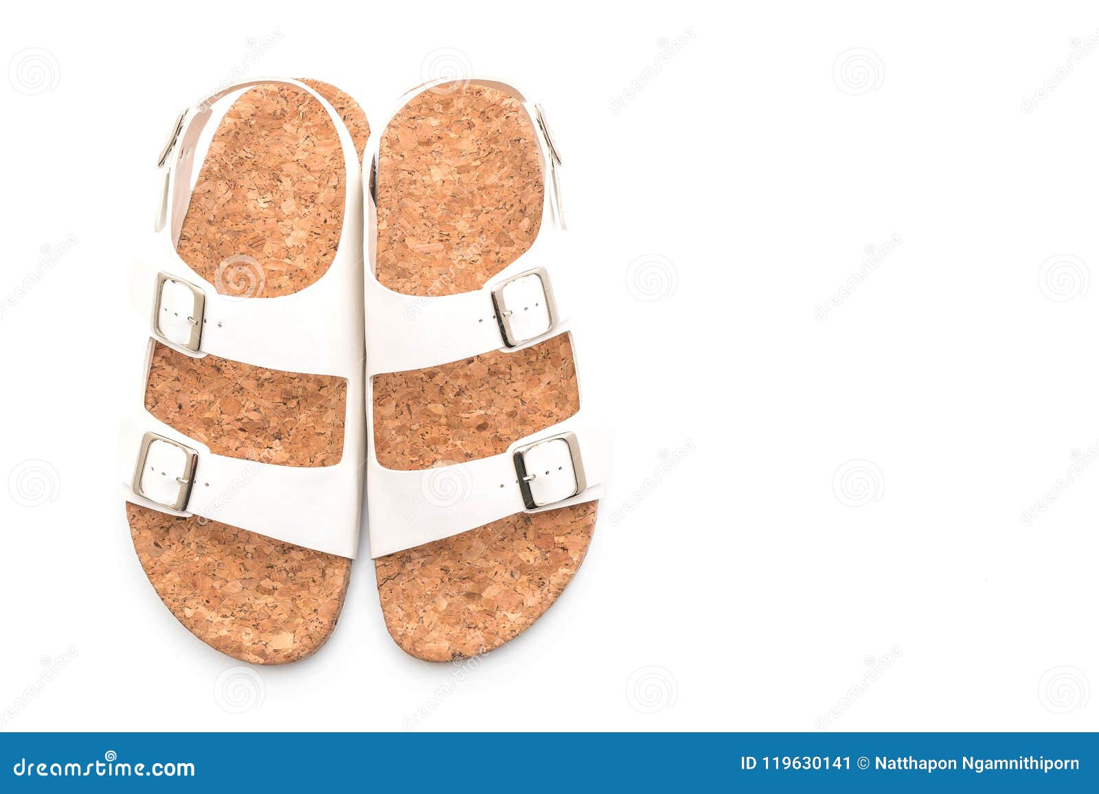 Unisex Leather Sandals on White Background Stock Image - Image of wear ...