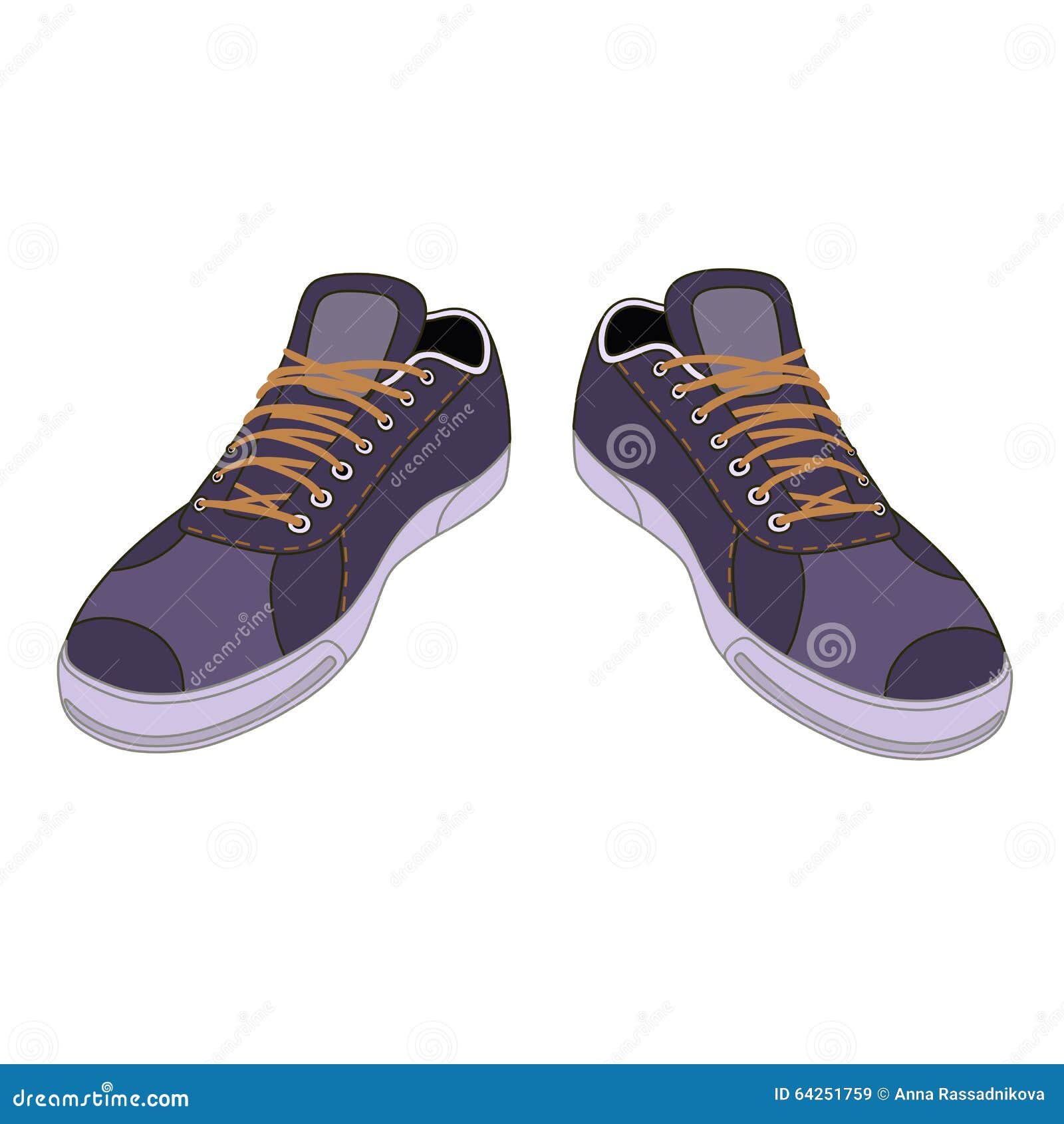 Unisex Outlined Template Sneakers Pair Front View Stock Vector ...