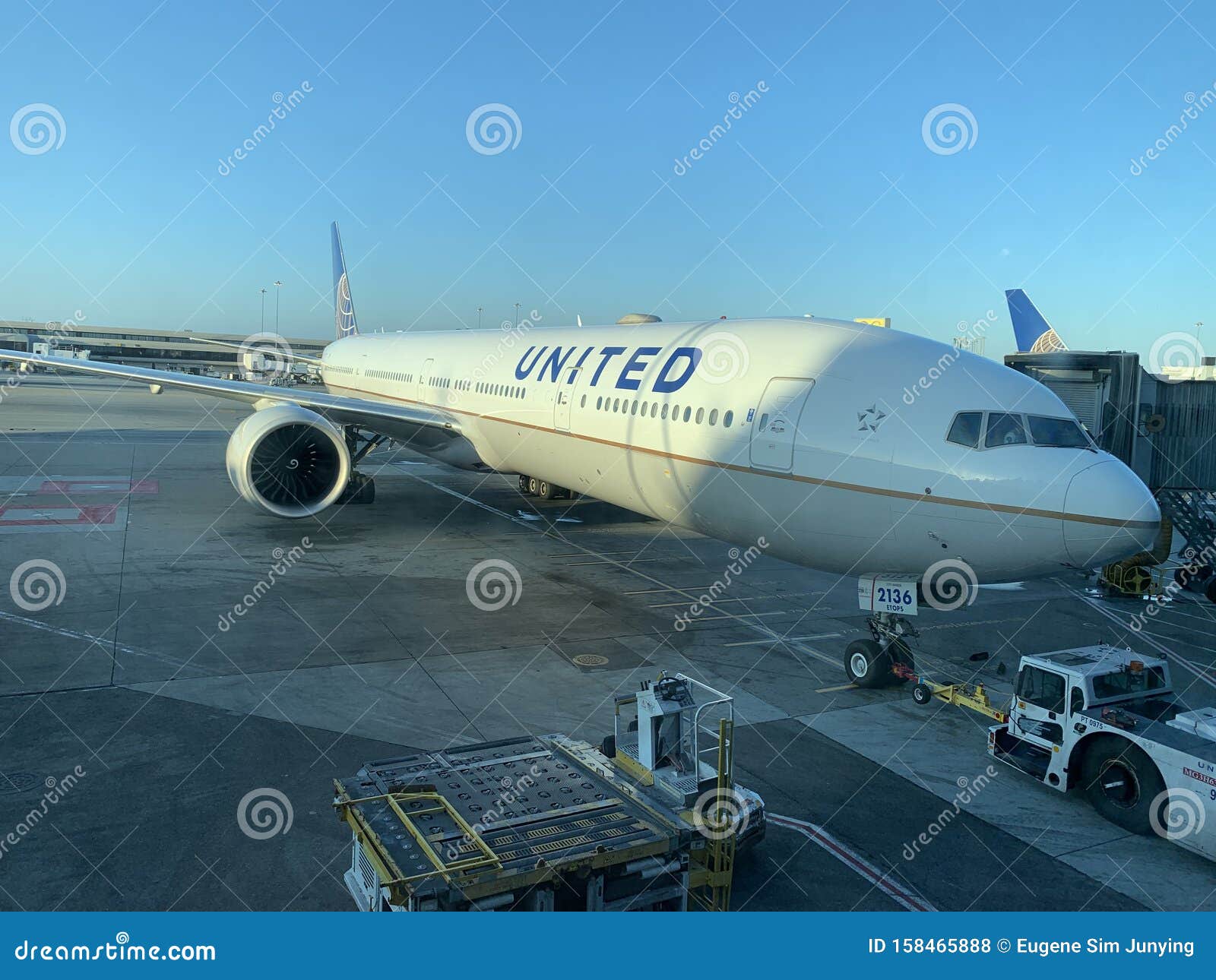United Airlines 777300ER at Gate Editorial Stock Photo Image of