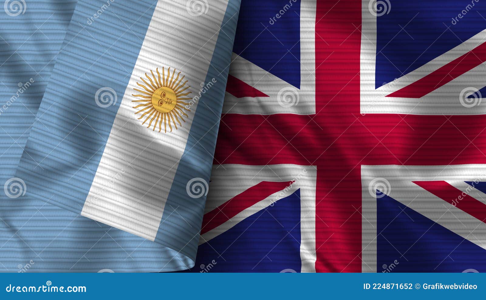 United Kingdom and Argentina Realistic Flag â€“ Fabric Texture ...