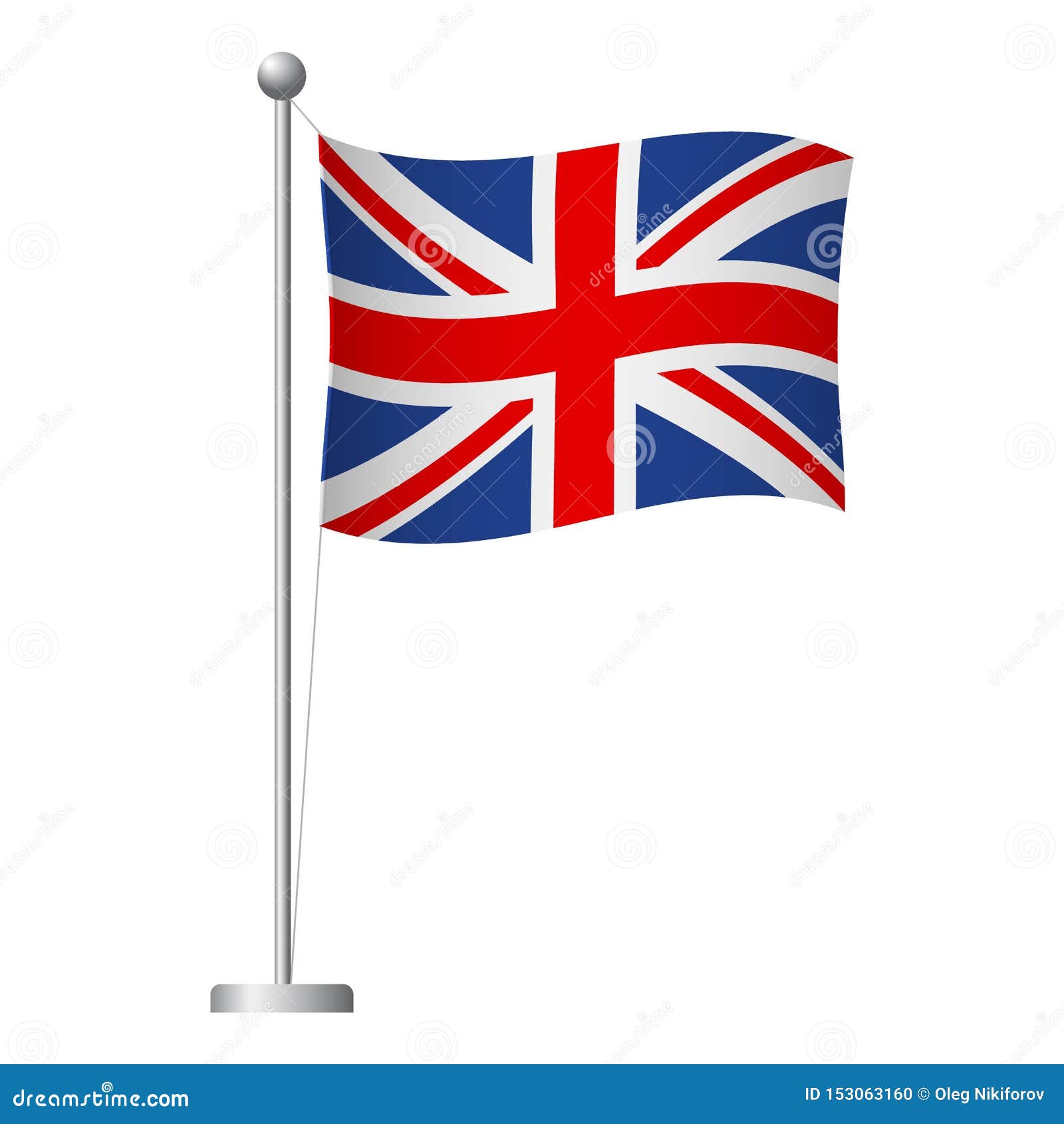 United Kingdom Flag On Pole Icon Stock Illustration Illustration Of