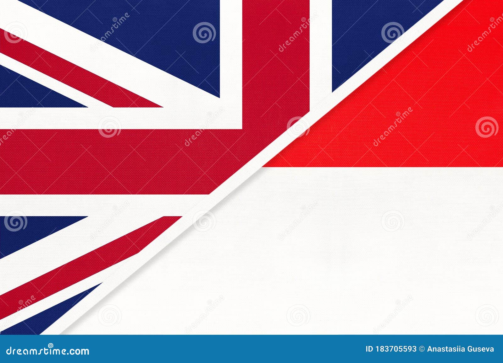 United Kingdom And Indonesia National Flag From Textile Relationship Between Two European And Asian Countries Stock Image Image Of Britain Indonesia
