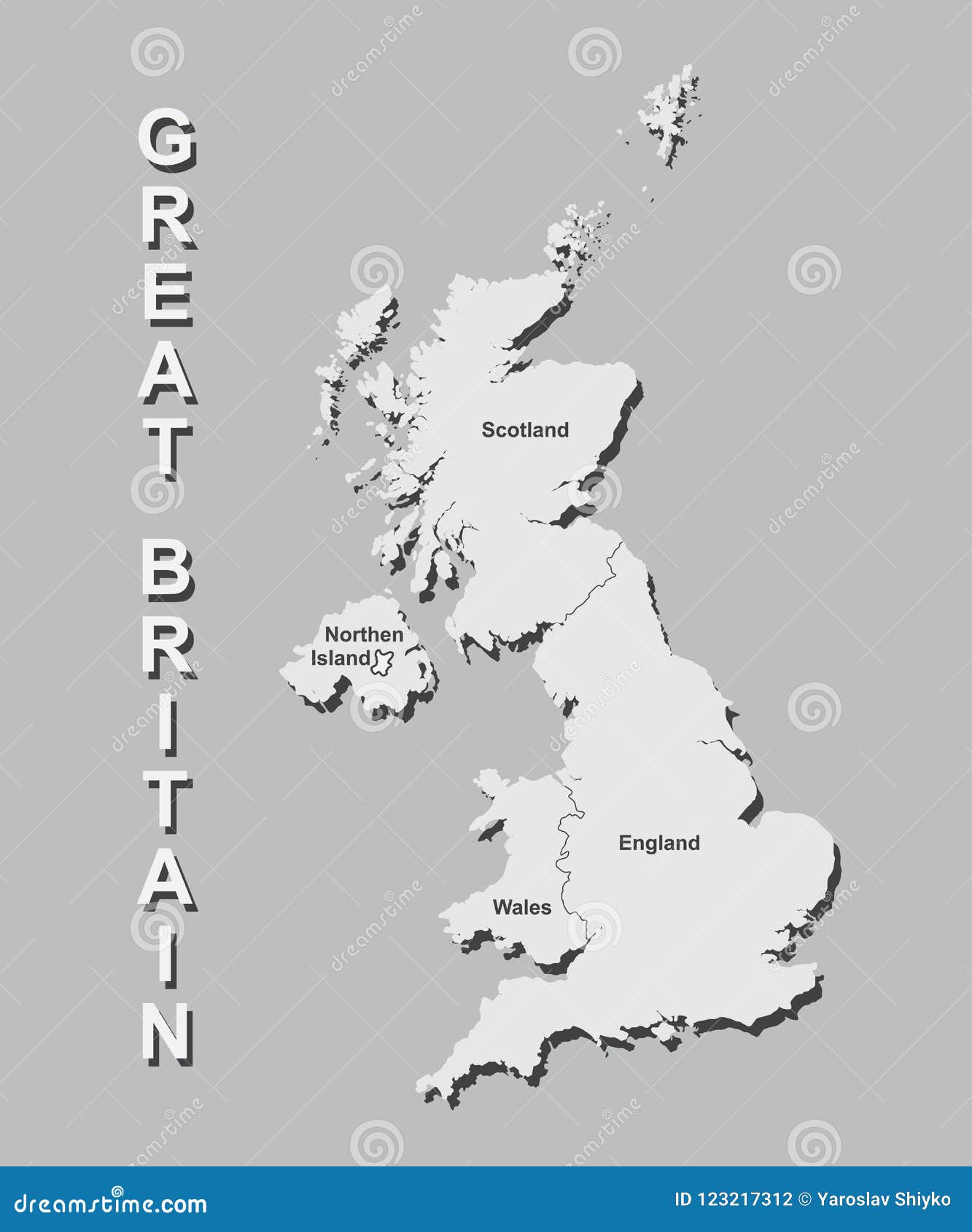UNITED KINGDOM MAP With Big Cities, UK MAP With Borders On Grey