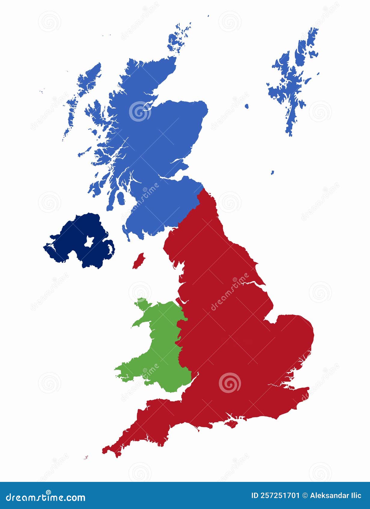 United Kingdom Map Territories England Scotland Northern Ireland Wales D Illustration 257251701 