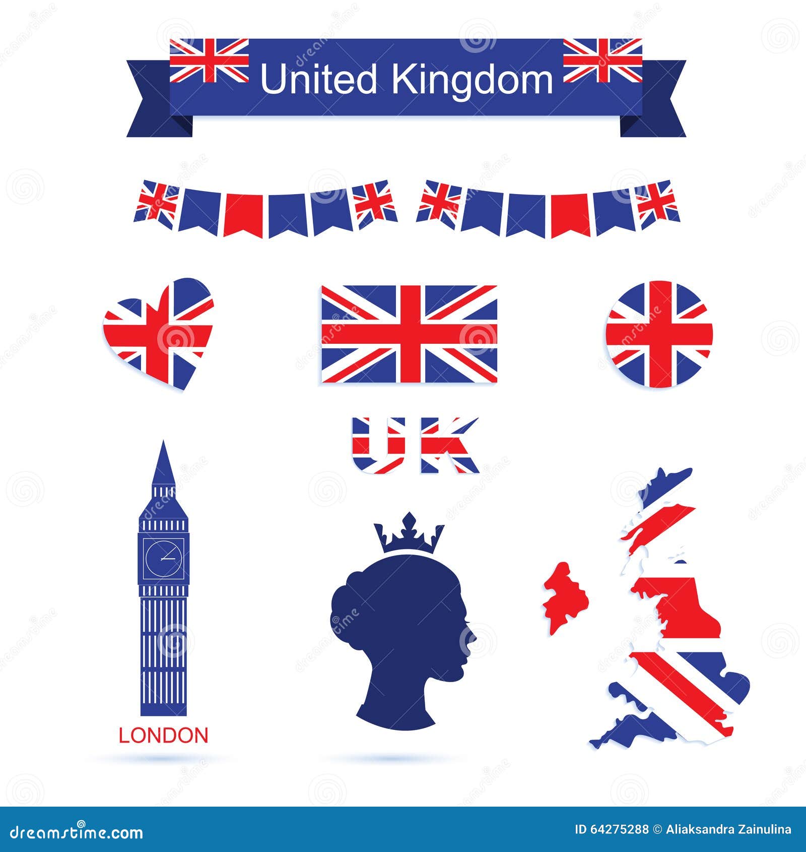 United Kingdom Symbols. Uk Flag Icons Set Stock Vector - Illustration Of  English, Icon: 64275288