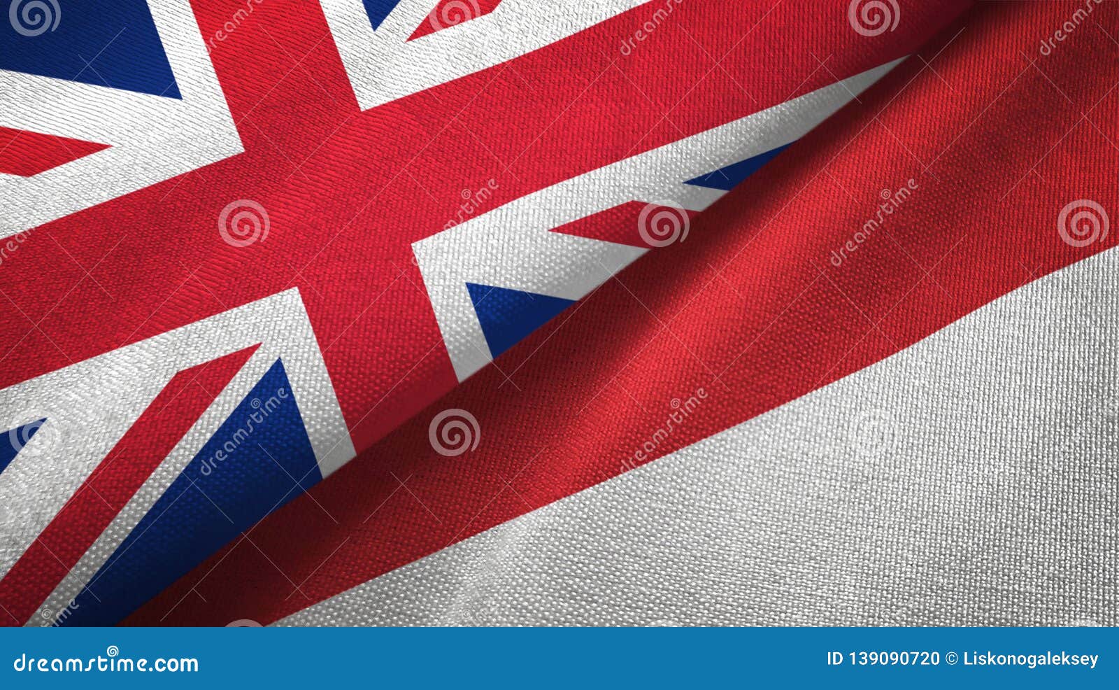 United Kingdom And United Kingdom And Indonesia Two Flags Textile Cloth Stock Illustration Illustration Of Flags Double