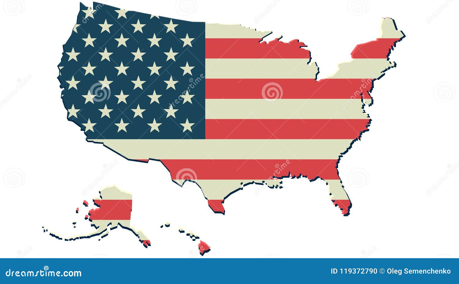 United State America Flag Map Background Print Stock Illustration
