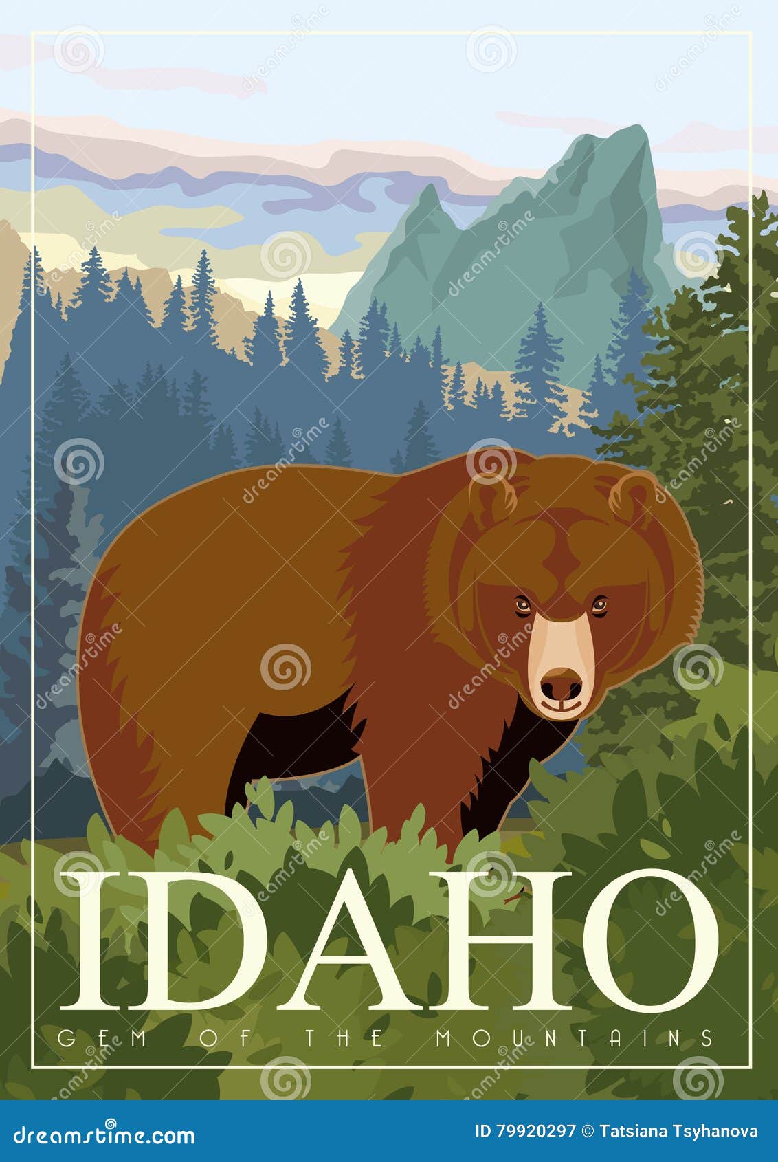 united states of america card. idaho. usa banner