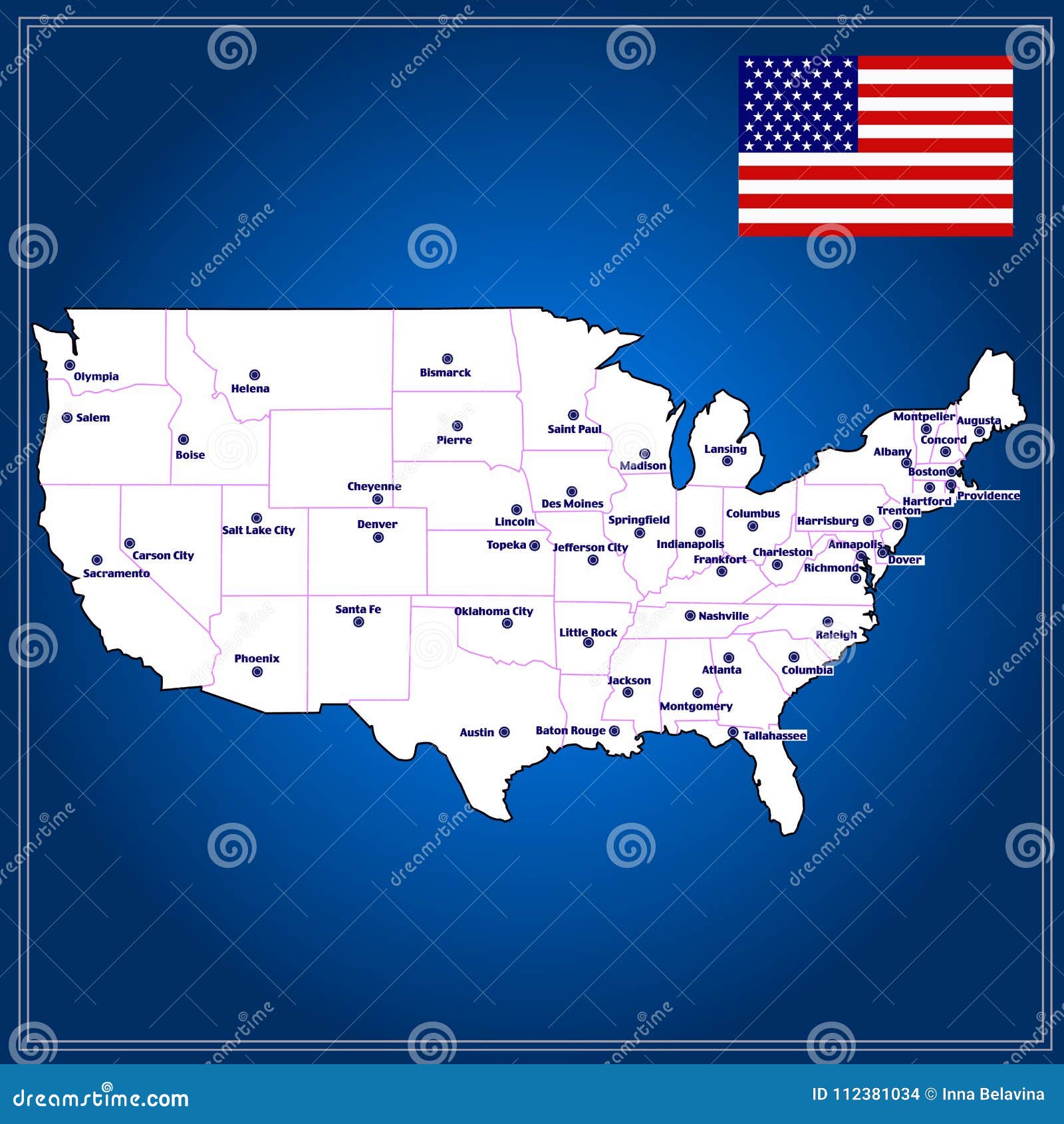 United States of America Map. Illustration. Stock Illustration
