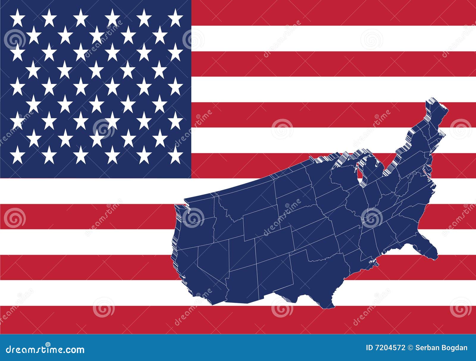 United States Map With American Flag