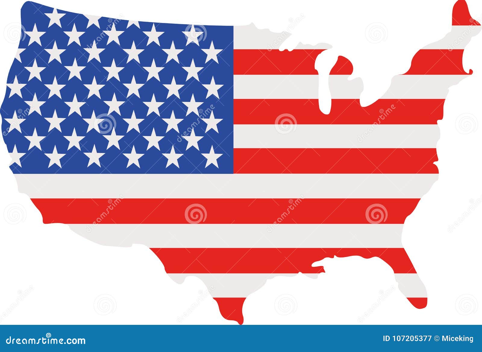 United States of America Map with Flag Stock Vector - Illustration of