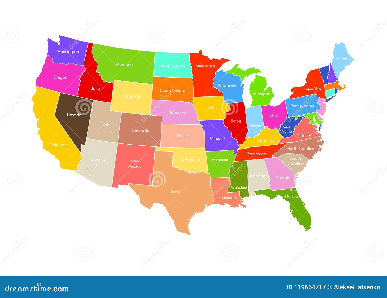 United States of America Map. USA Vector Colorful Stock Vector ...