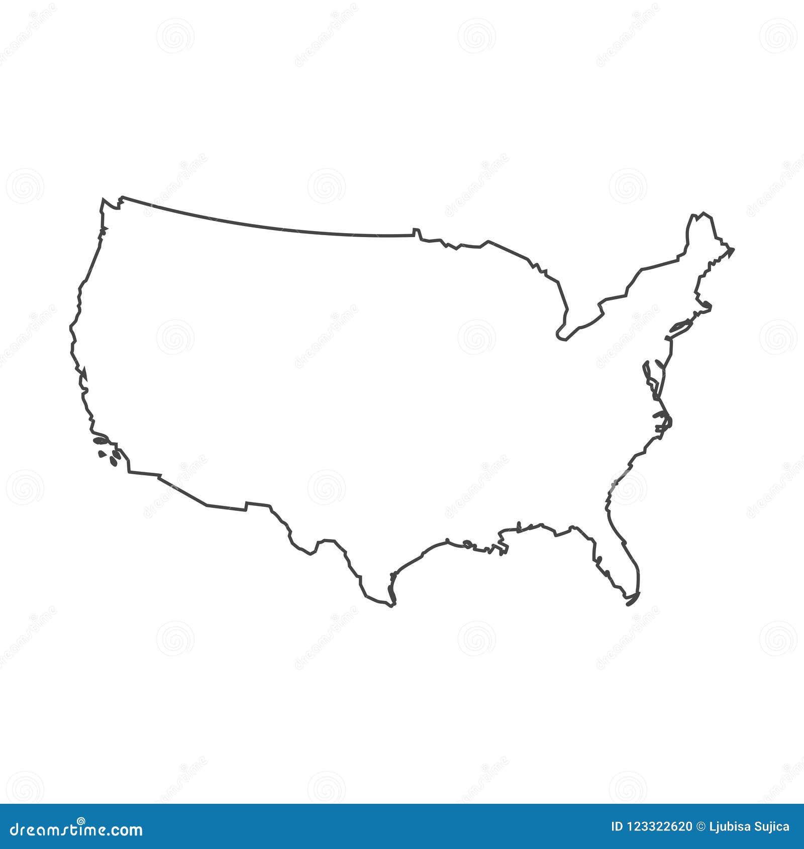United States Of American Map Line Icon Stock Vector