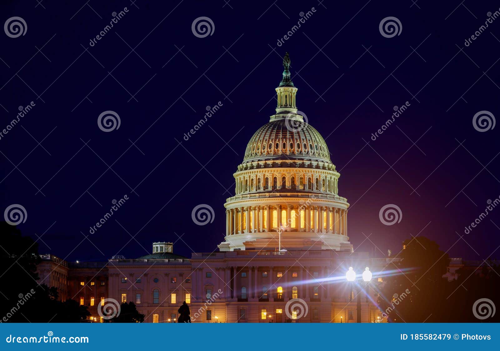 united states capitol and the senate building, washington dc usa at night