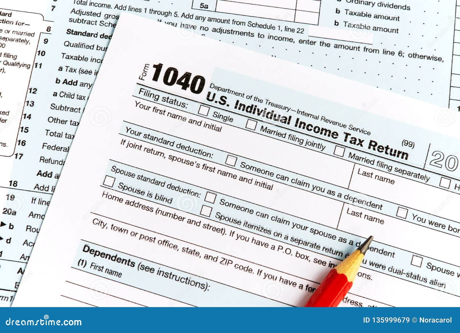 Income tax return IRS 1040 editorial stock image. Image of calculate