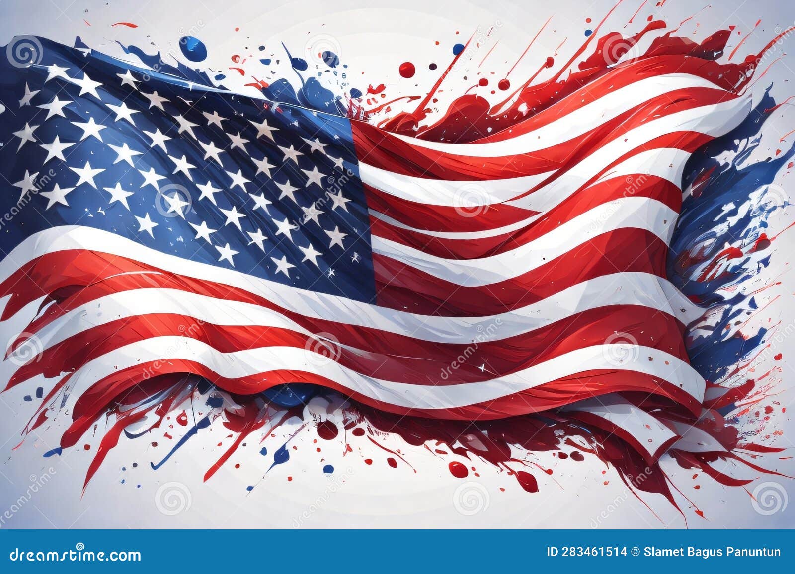 united states flag in impressionist style