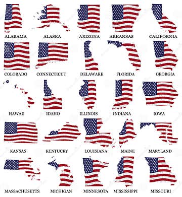 United States Flag Maps from a To M Stock Illustration - Illustration