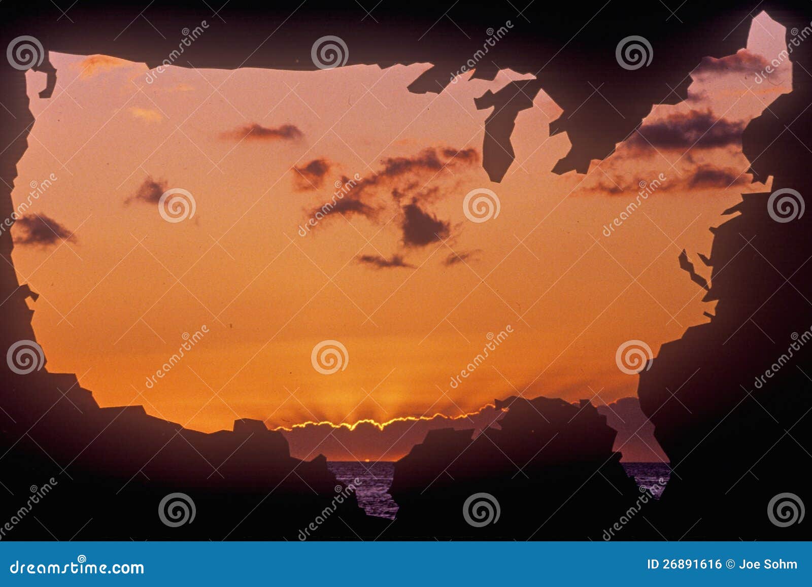 united states mainland with sunset sky