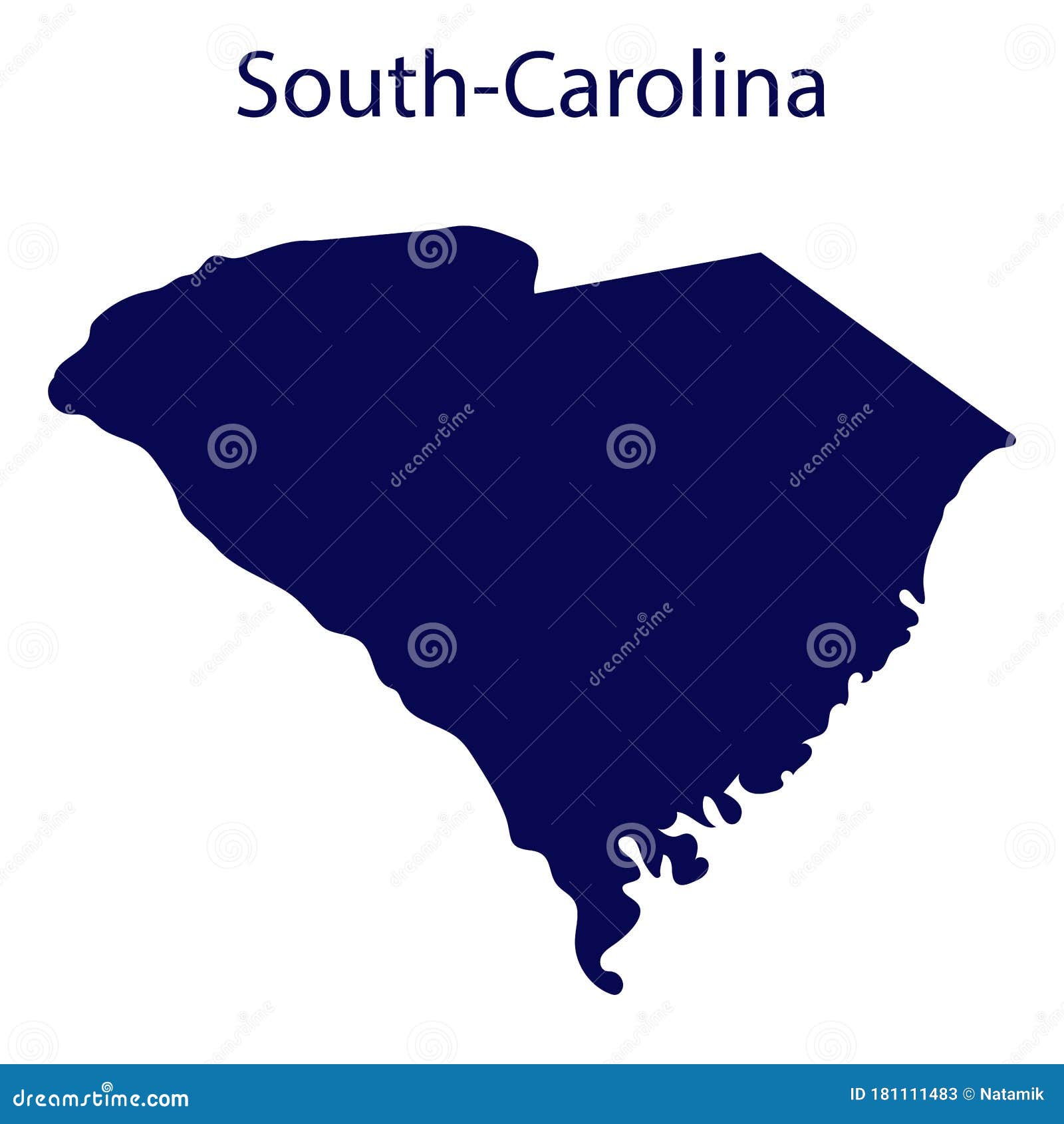 United States South Carolina Dark Blue Silhouette Stock Illustration