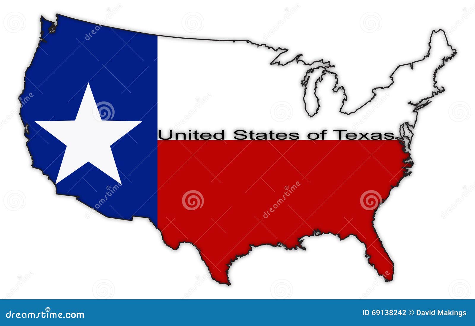 United States of Texas Flag in Map Stock Illustration - Illustration of