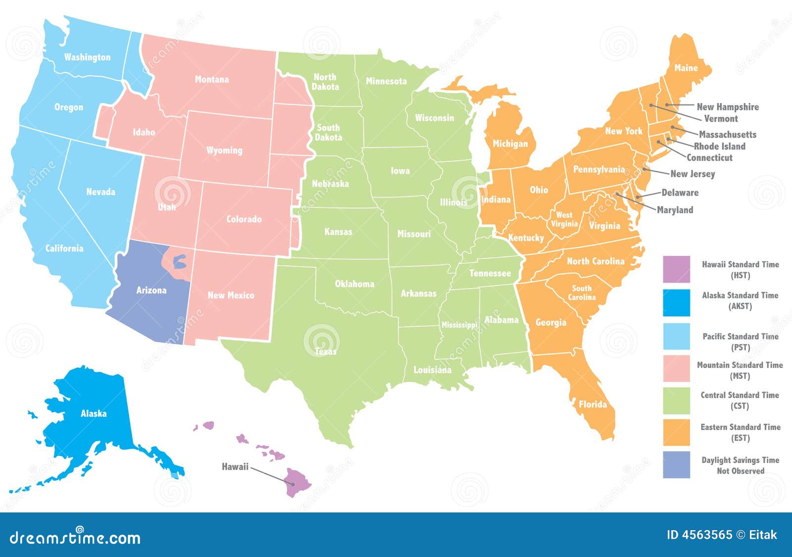 United States Timezone Map Stock Illustration. Illustration Of Geographic -  4563565