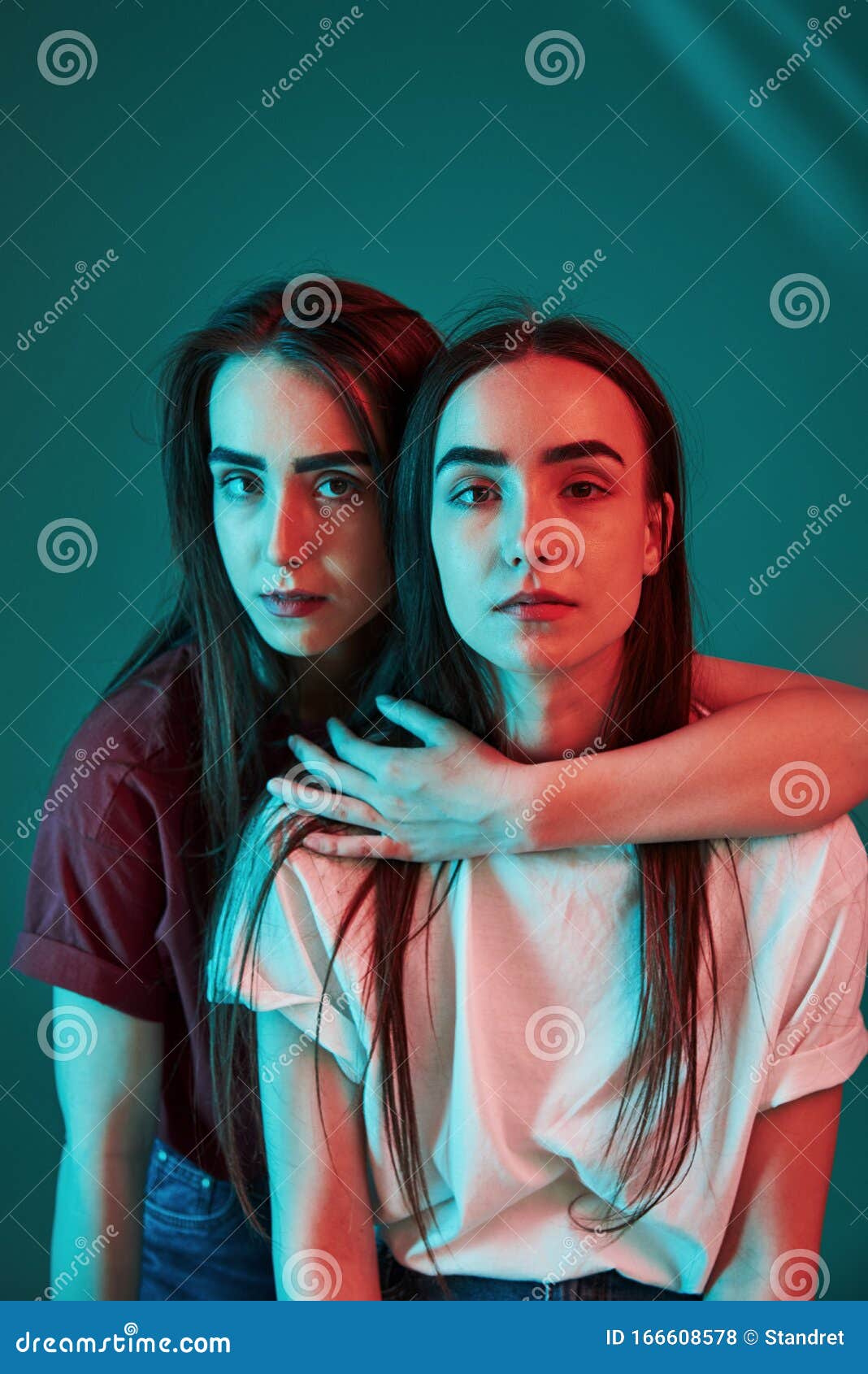 bus Tænk fremad Playful Unity of People. Studio Shot Indoors with Neon Light Stock Photo - Image of  colorful, girls: 166608578
