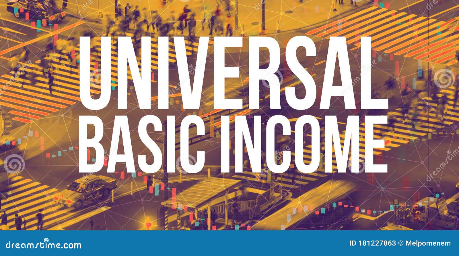 universal basic income theme with a busy intersection