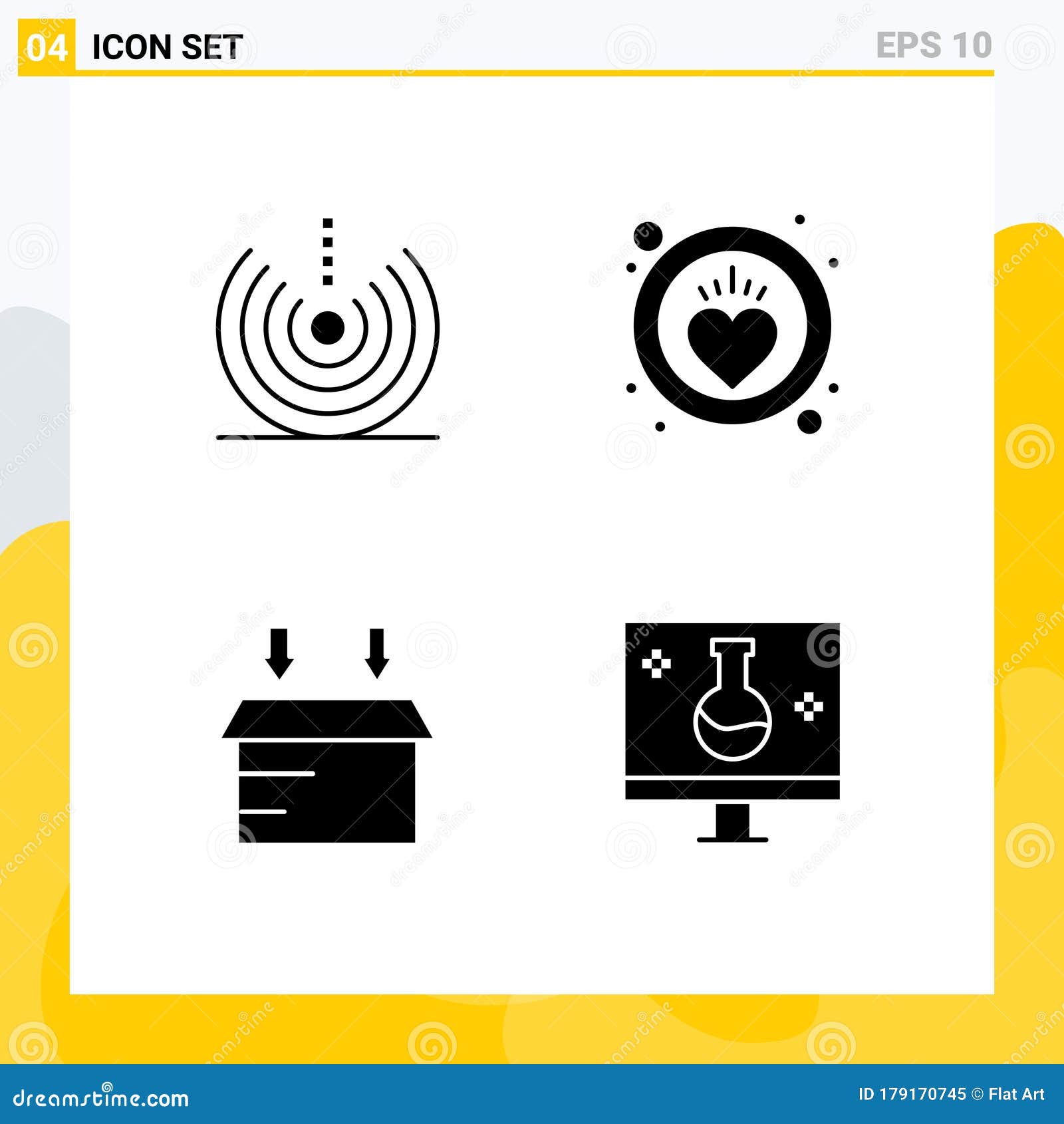 universal icon s group of 4 modern solid glyphs of air, logistic, signal, heart, biology
