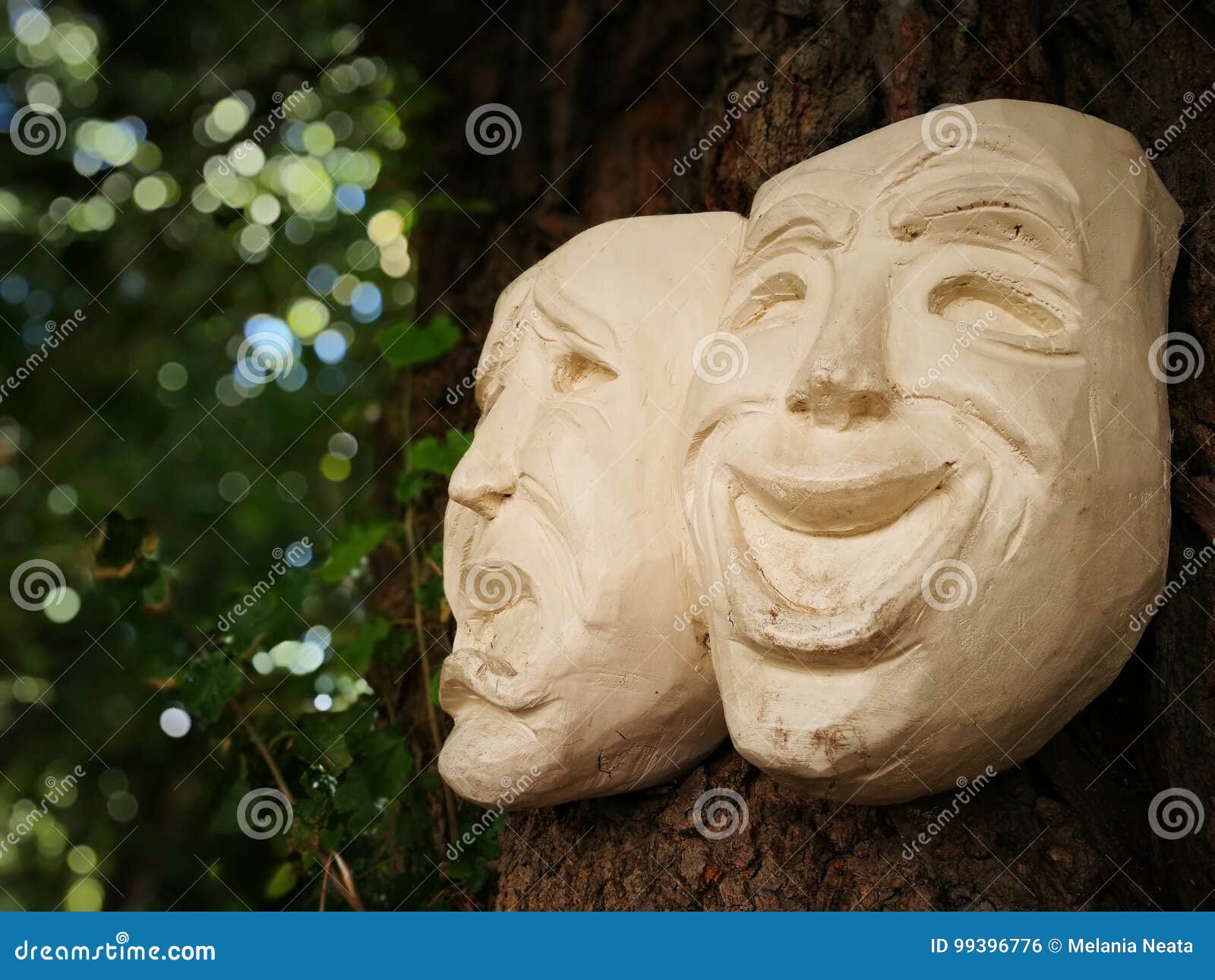 Theatre masks stock photo. Image of park, symbol, theatre 99396776