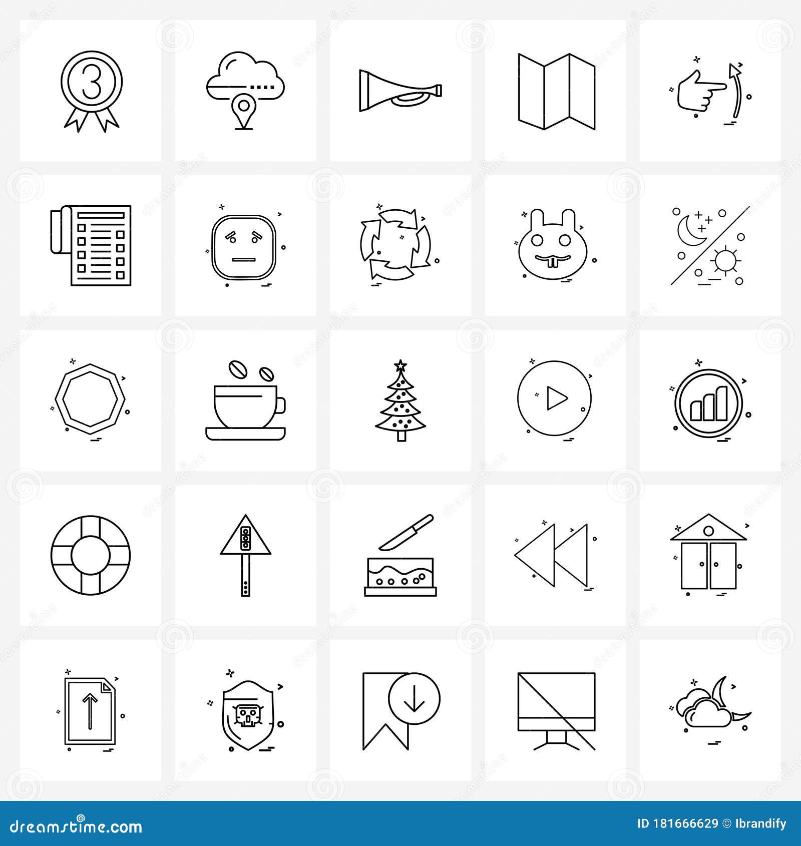 universal s of 25 modern line icons of hand, maps, internet, location, beep