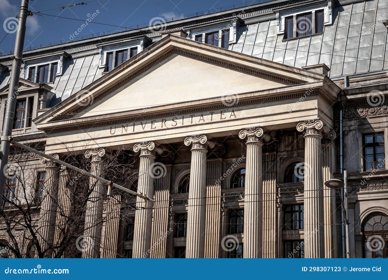 university of bucharest, with the mention universitatea meaning university in romania. it's the main academic