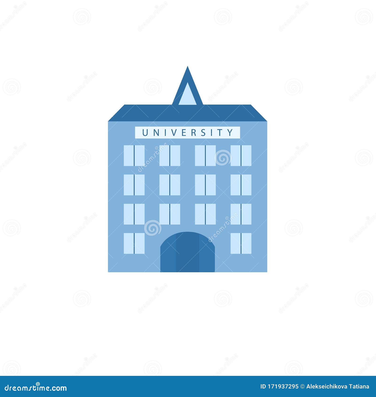 University Building Icon Flat Vector Illustration Stock Vector