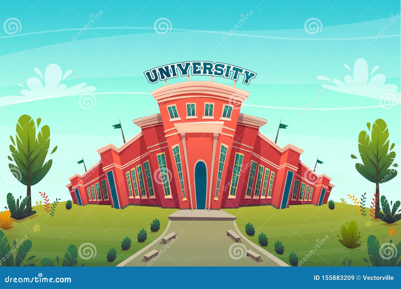 college building cartoon