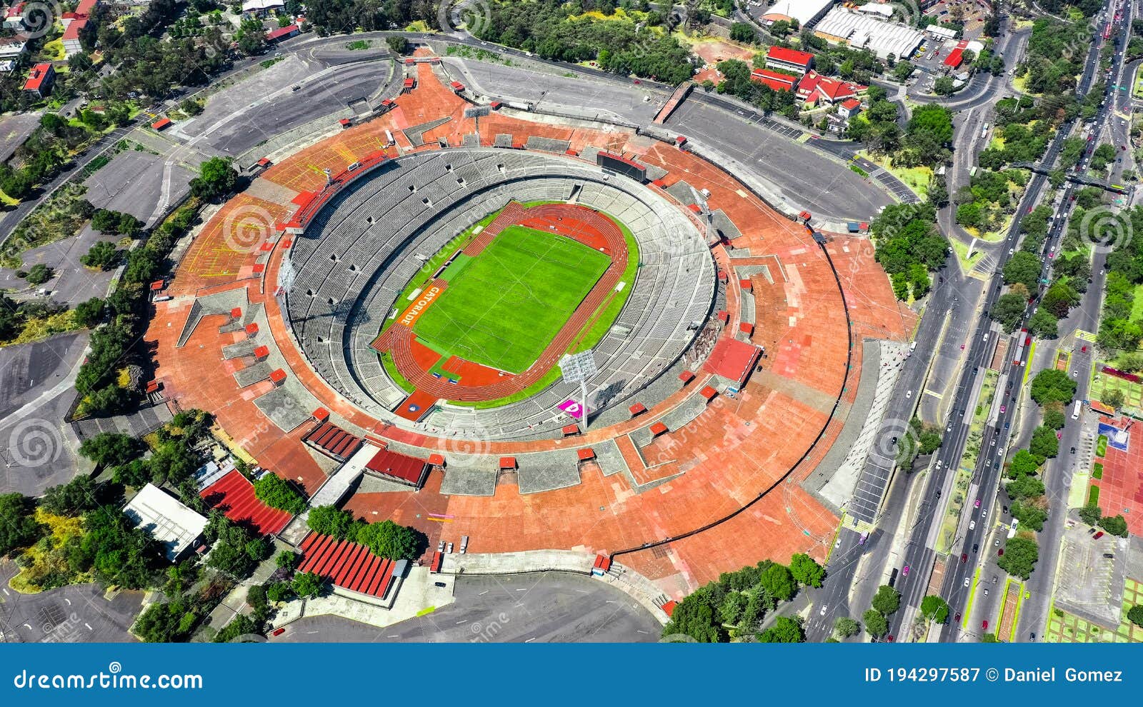 aerial view of the university city and the olympic stadium