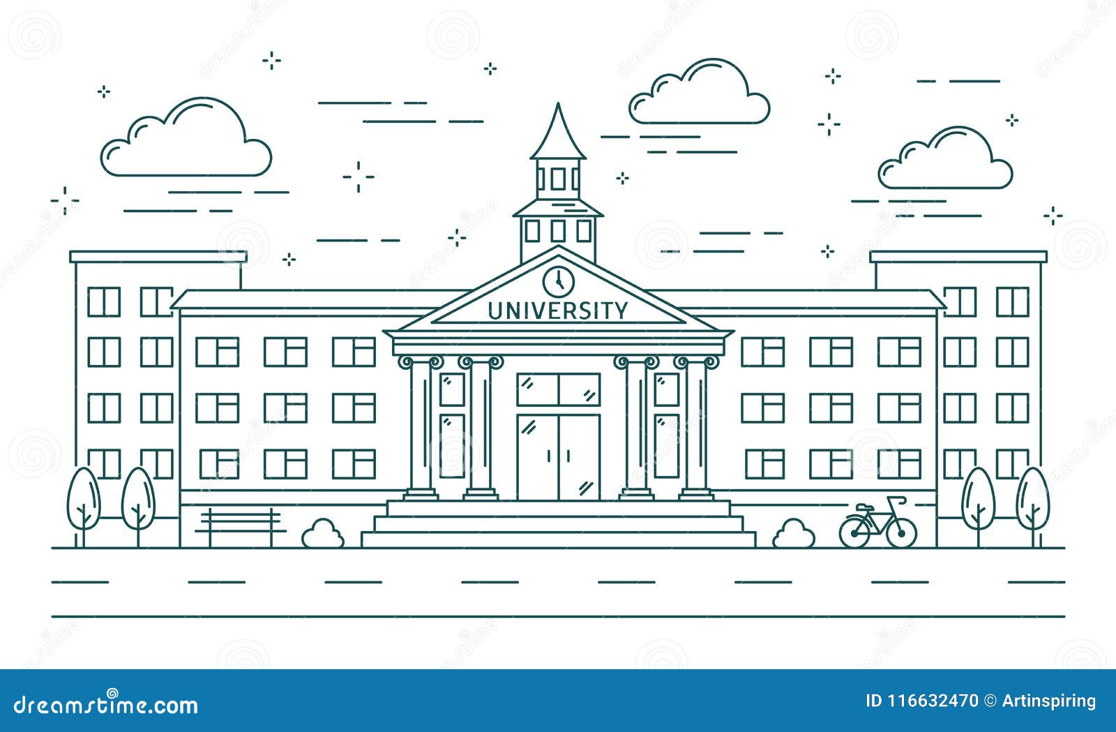 University line building. stock vector. Illustration of drawn - 116632470