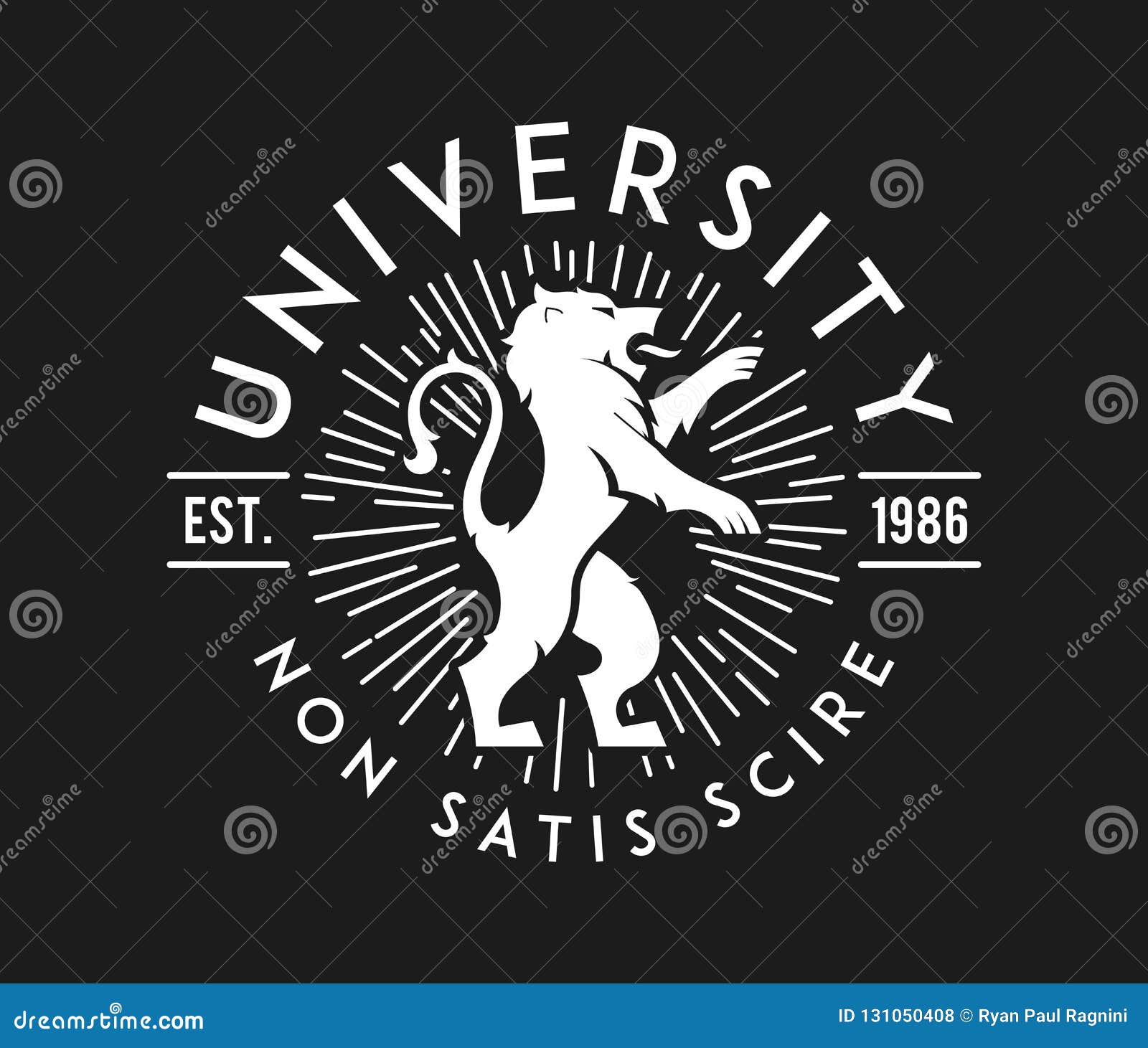 university non satis scire white on black