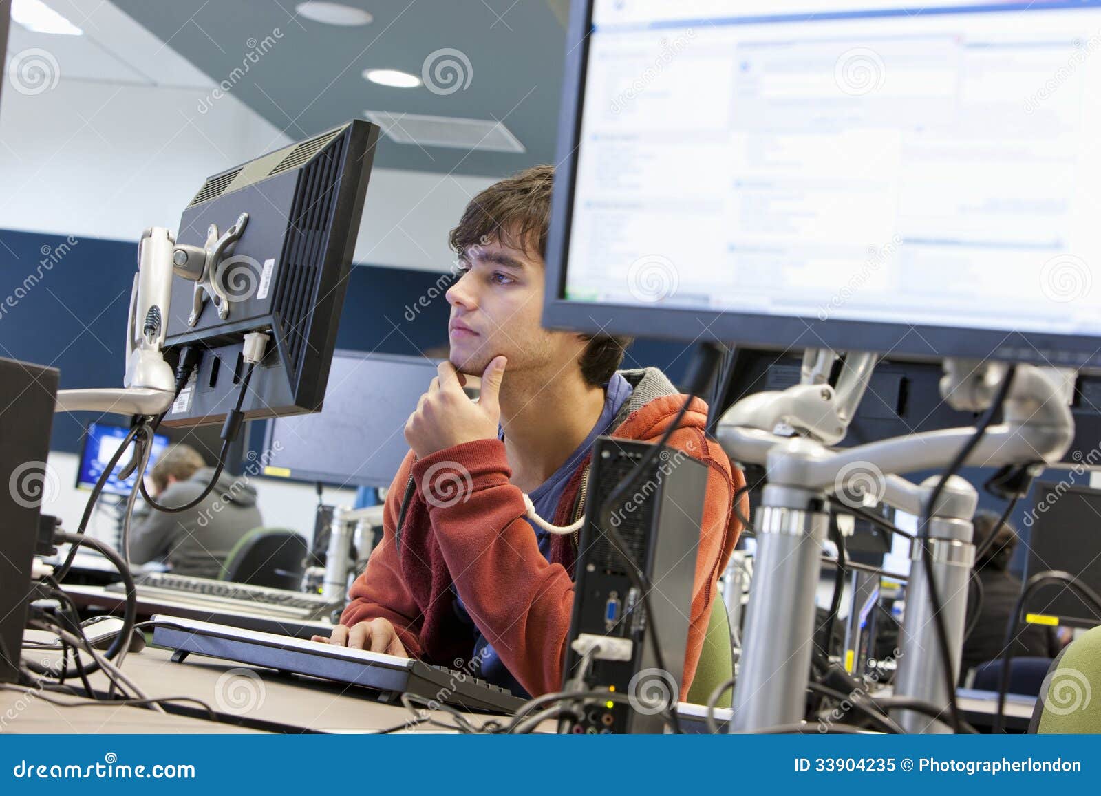 university student using computer