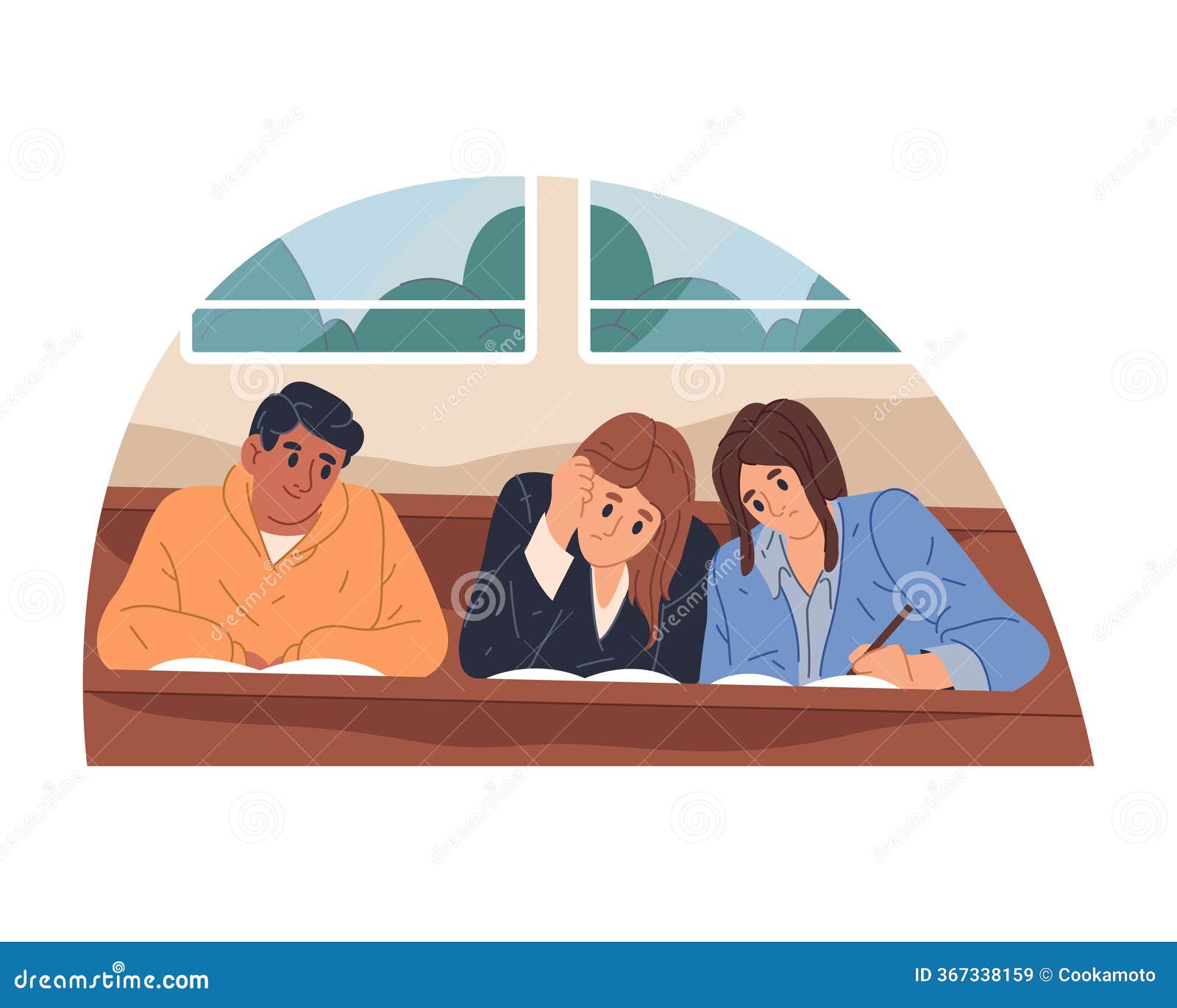 university-students-isometric-flowchart-vector-illustration