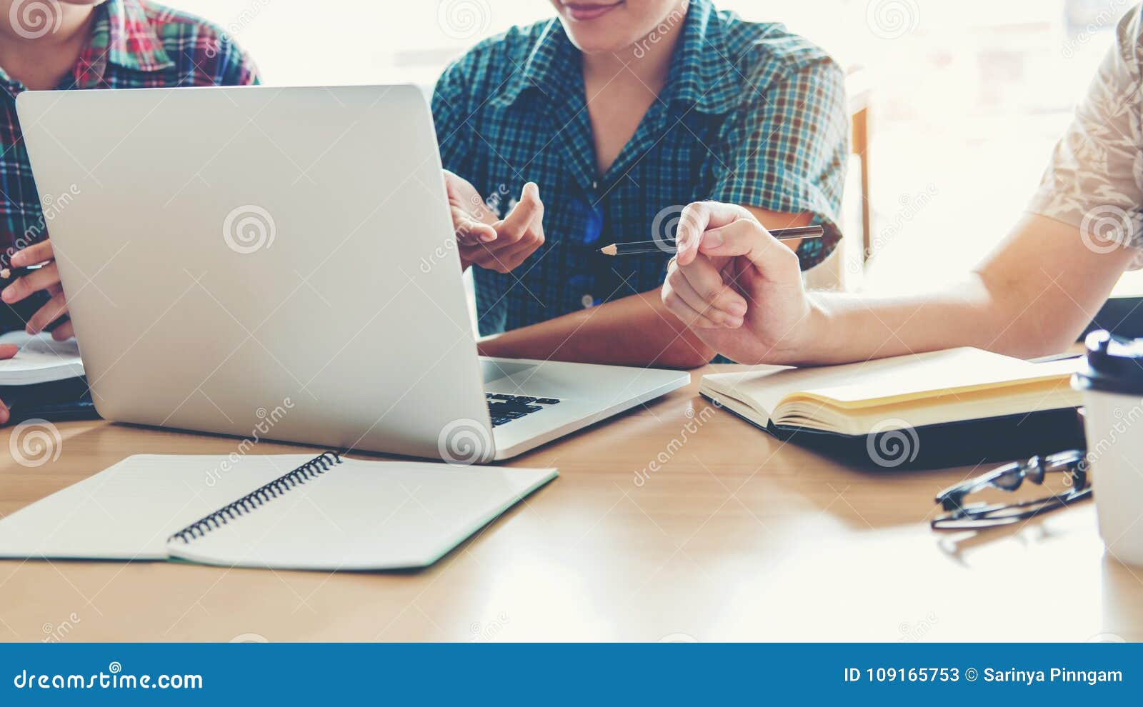 university students using laptop meeting for research homework i