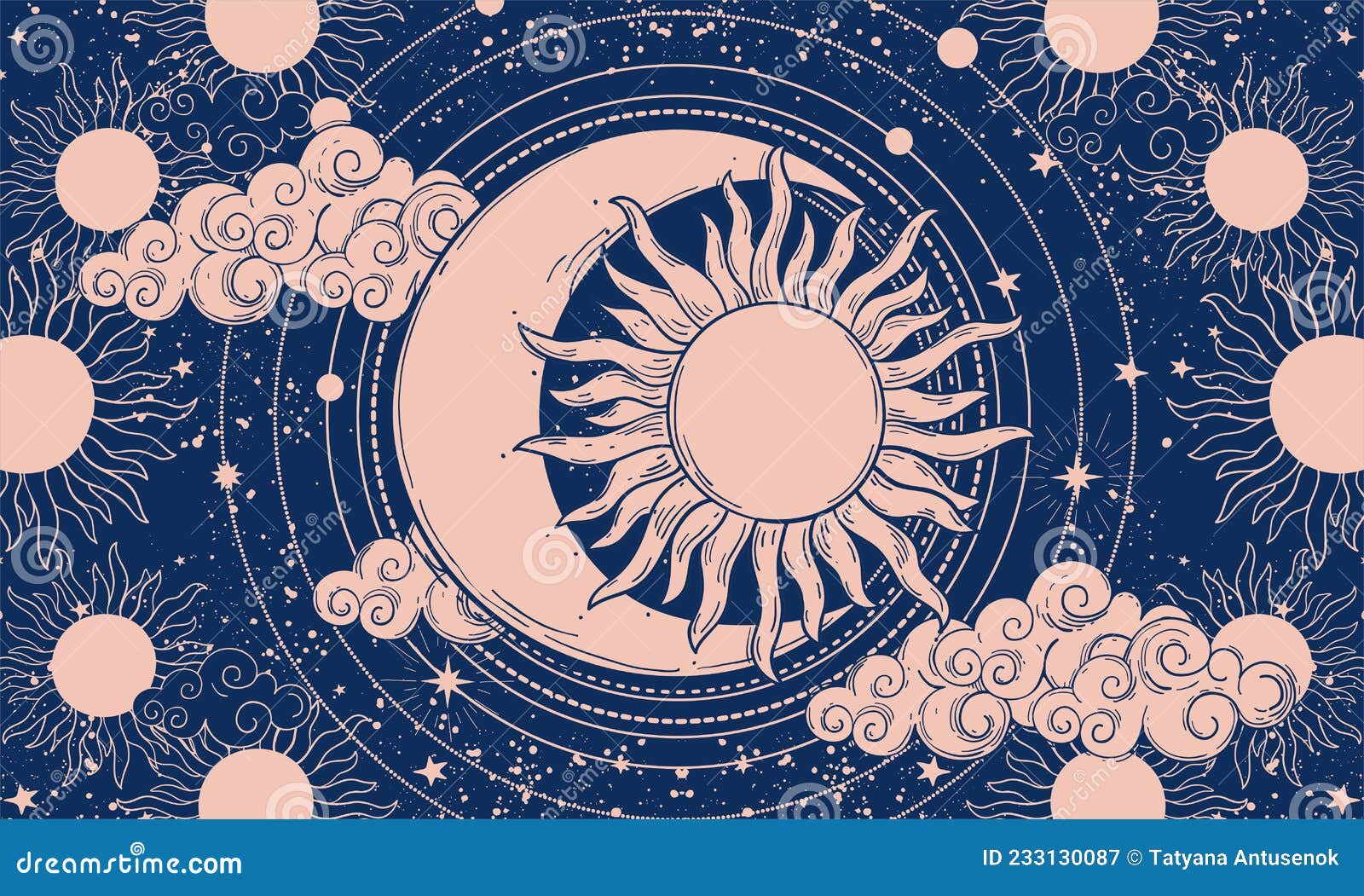 trigo Betsy Trotwood Unión Universo Mítico Sol Y Luna En Boho Diseño Fondo Azul Para Tarot  Astrológico. Arte Celestial Para El Zodiaco Ilustración del Vector -  Ilustración de esotérico, estrella: 233130087