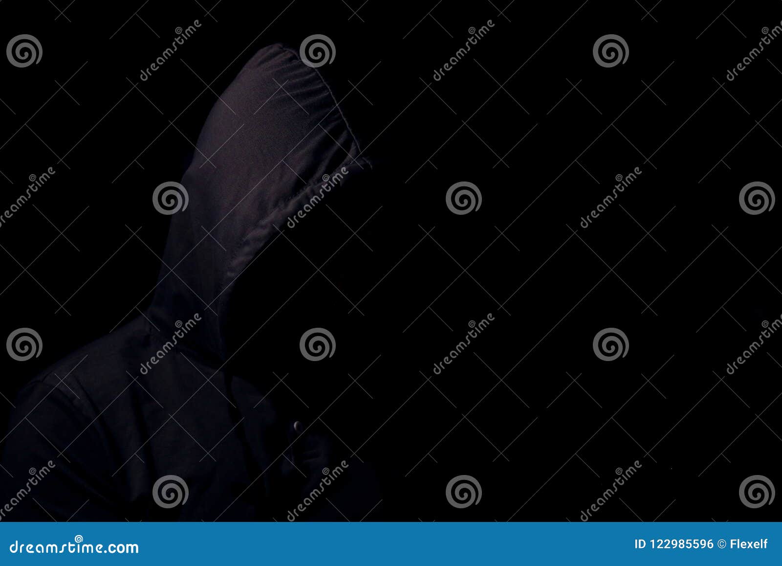 Unknown person in a hood. stock photo. Image of hidden ...